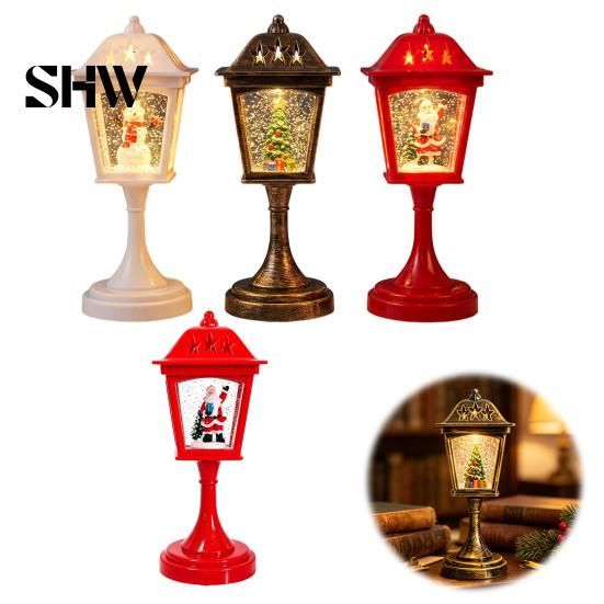 Holiday Gift for Kids Christmas Snow Sphere Lamp, Retro Street Lamp Design, Santa Party Ambient Lighting Snowman Tree Night Light Bedroom, Tabletop
