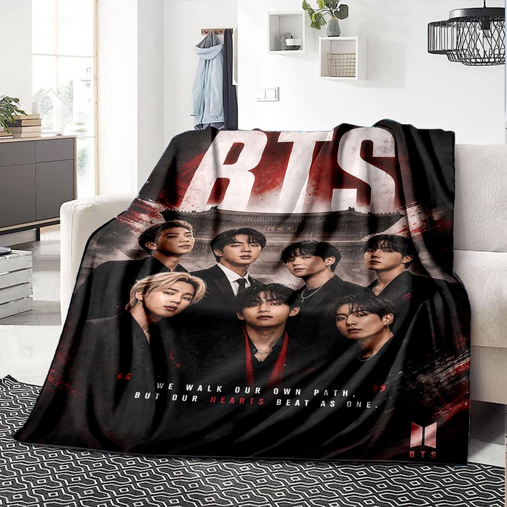 1pc Bts Youthful Energy Flannel Blanket for Super Soft Cute Comfort Blanket for Travel Bedding Couch Sofa Blanket Y72328