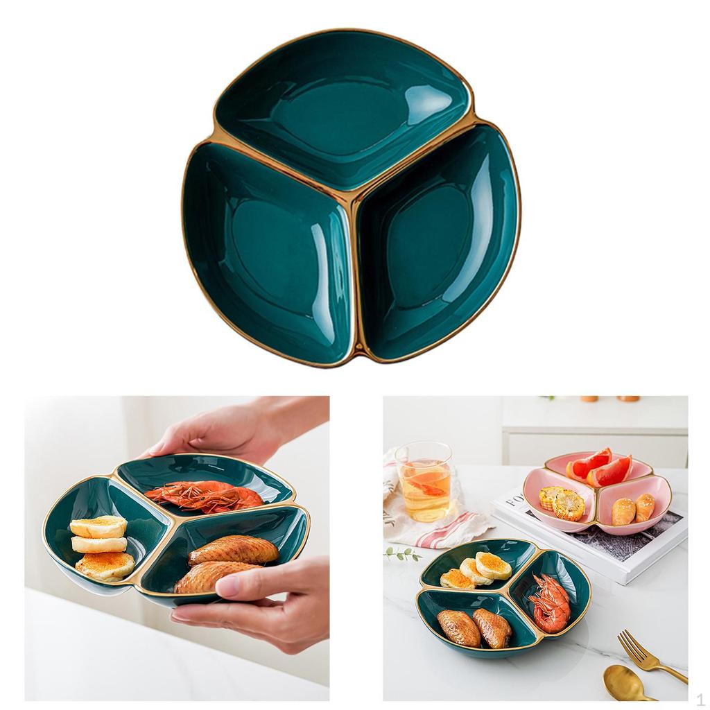 Unterteiltes Tablett mit 3 Abschnitten und Fach für Keramik-Essgeschirr im Restaurant-Durchmesser 22,9 cm