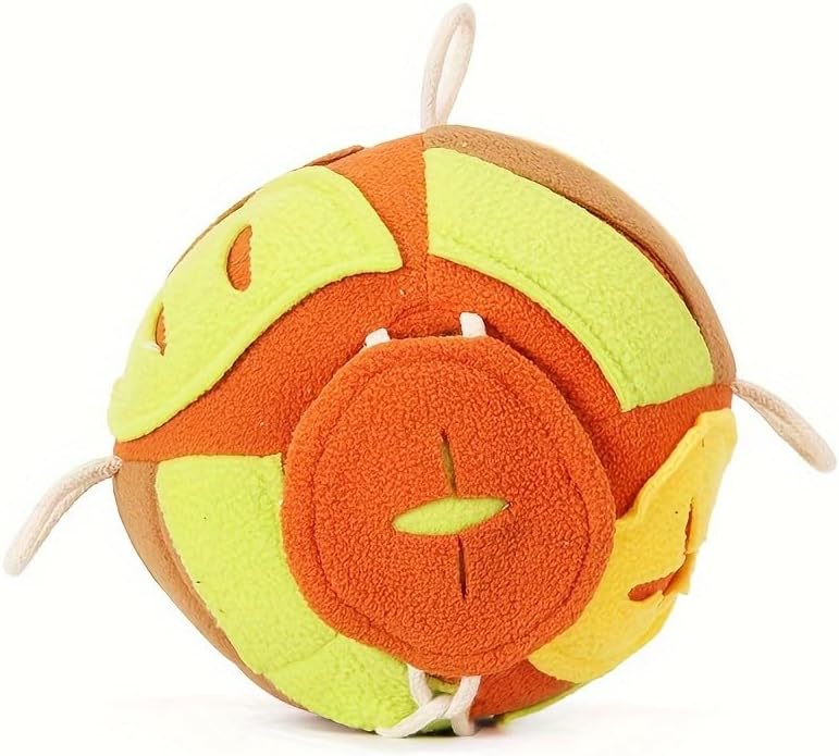 Interactive Dog Toy, Scented Sound Puzzle Ball with Three Handles, Plush Stress Relief Toy, for Medium Breeds, Machine Washable, No Charging Needed