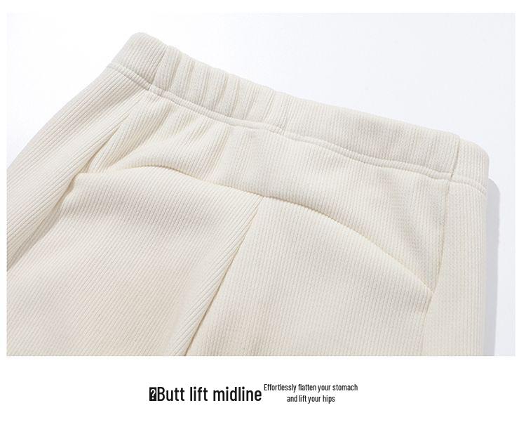 Women's Fleece-Lined Flared Pants - High-Waisted, Slim-Fit, Knit Casual for Autumn & Winter 2024