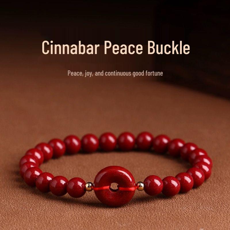 

Cinnabar Bracelet with Peace Buckle: High Content Purple Gold and Imperial Red Sand Hand String [6mm] Bracelet