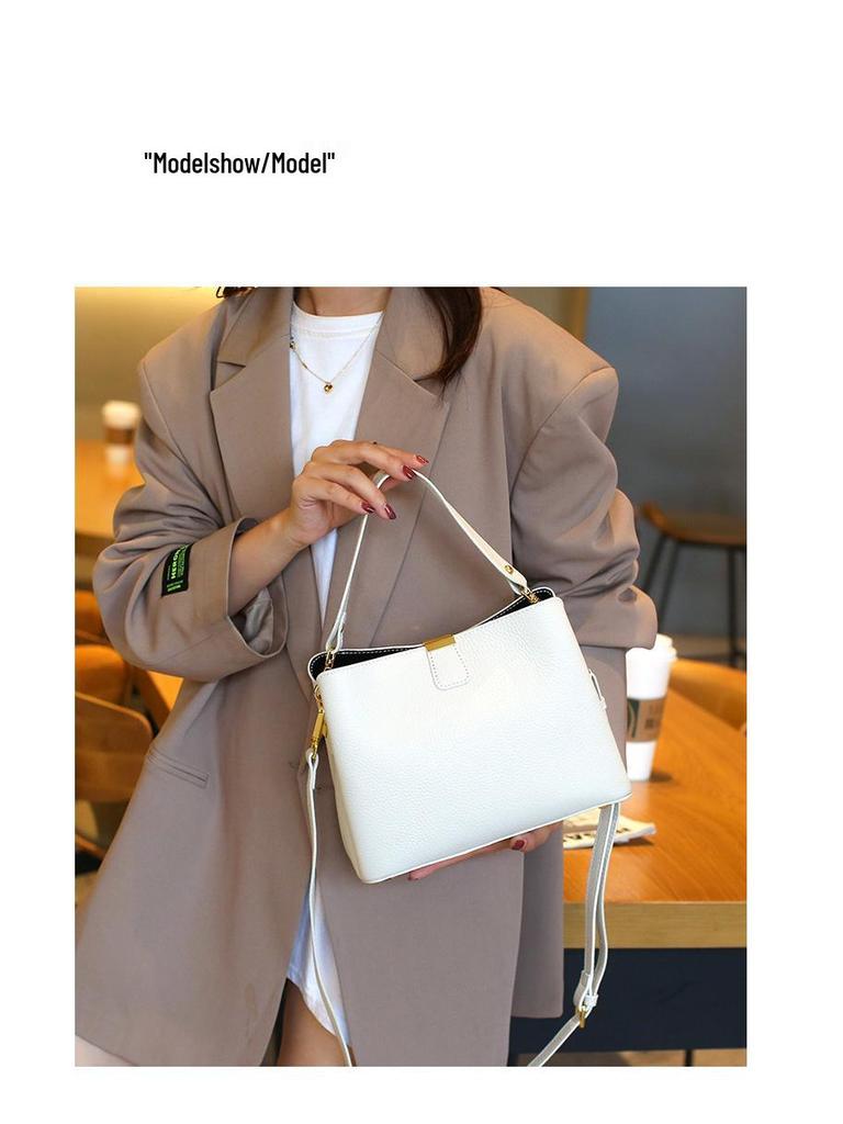 Premium Cowhide Leather Women's Handbag - Elegant, Niche Design, Single Shoulder Bag