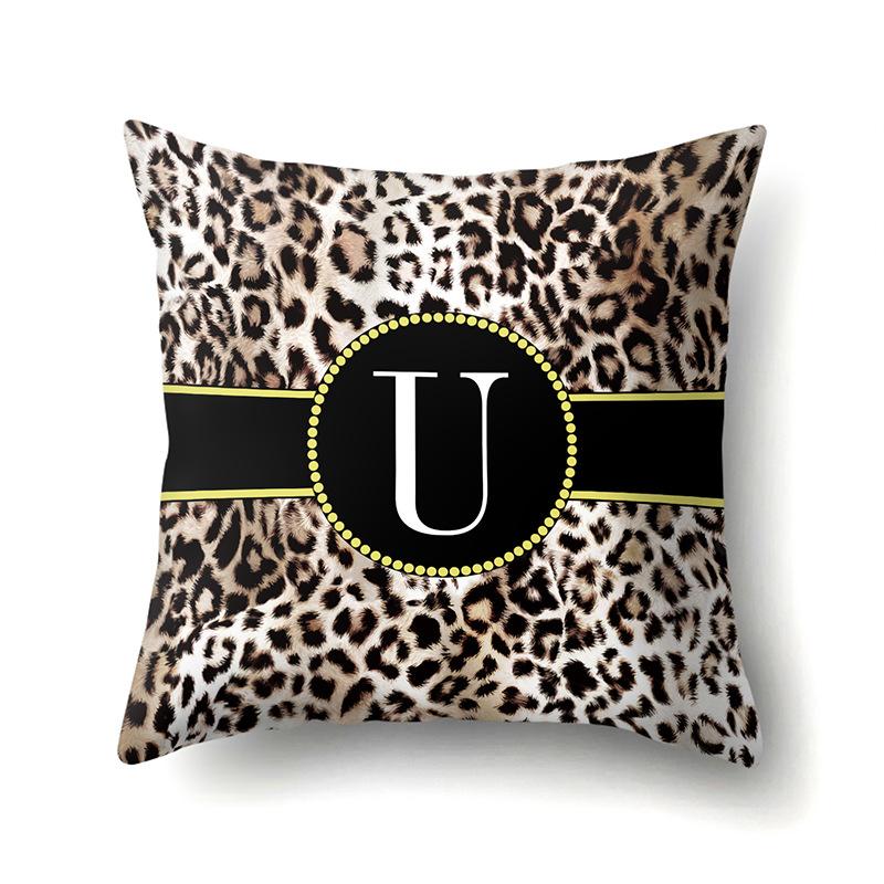 Polyester Pillow Case Decorative Leopard Print Home Furnishing 26 English Letter Printed Pillow Case