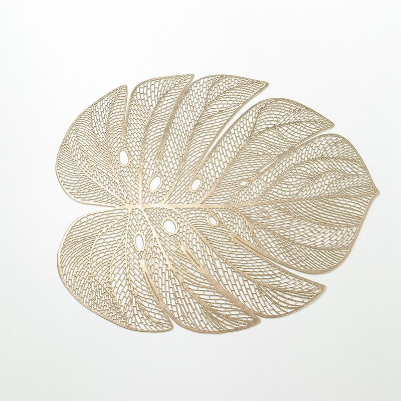 4pcs Green Leaf Shaped Vinyl Meal Mat Suitable For Dining Table Plastic Green Meal Mat Suitable For Wedding Annual Table Decoration Mat