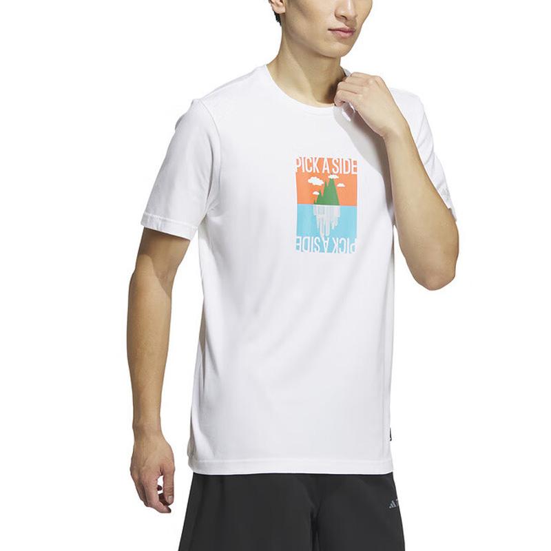 Adidas Round Neck Pullover Letter Print Short Sleeve T-Shirt Men Tops White IS0271