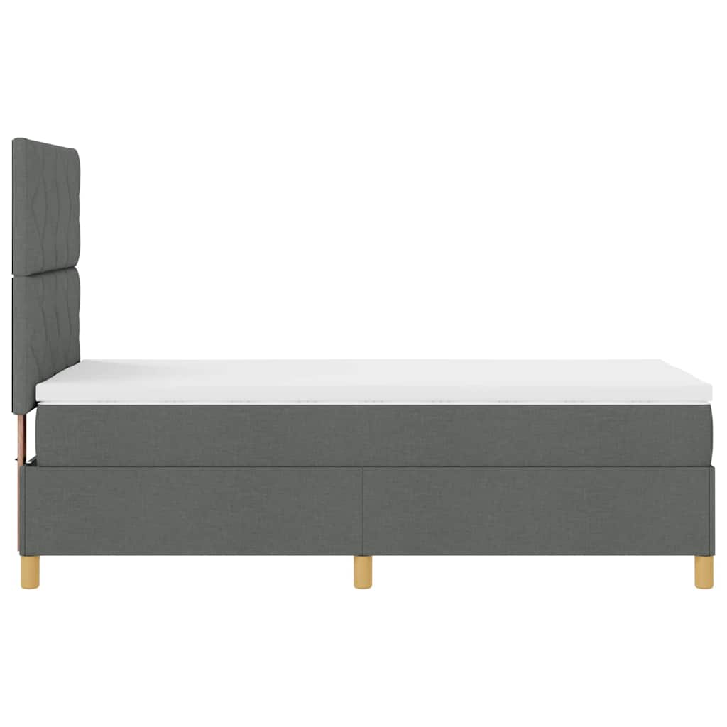 Boxspring Bed with Headboard Dark Grey 90 X 190 Cm Fabric