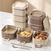 Portable Stackable Lunch Box With 304 Stainless Steel Inner Containers, Side Buckles And Carry Handle For School Office Travel Meals