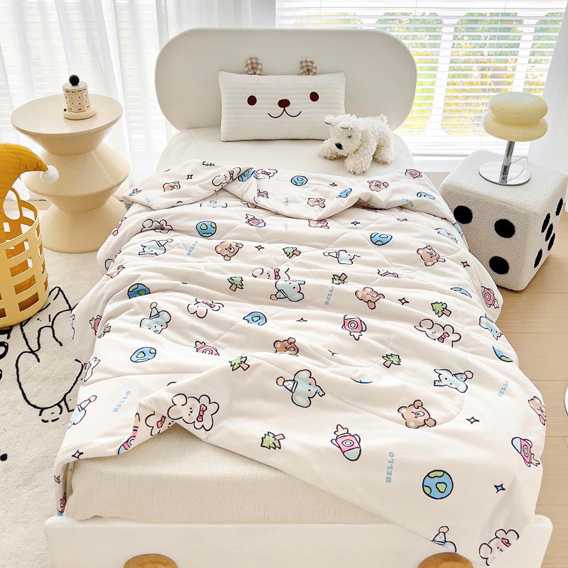 2024 New Children's Summer Quilt Knitted Cotton Summer Quilt Kindergarten Duvet Ice Cream Summer Quilt Airable Cover