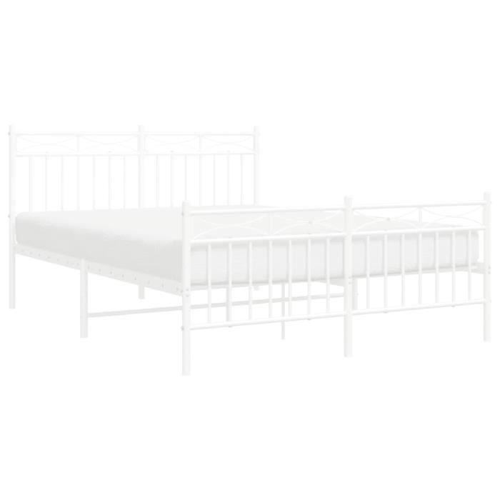 VidaXL Cadre de lit métal avec tête de lit-pied de lit blanc 140x200cm 373759