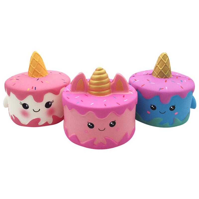 Creative Cartoon Cute Unicorn/Deer Slow Rebound Cake Soft Squeeze Toy Children's Fun Stress Relief Toys Boys Girls Birthday Gift