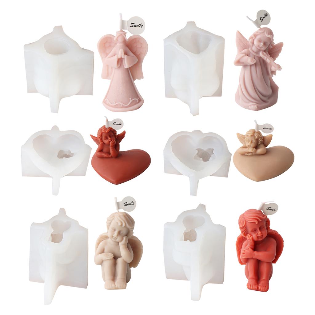 Angel Statue Candle Mold for Making Aromatherapy Candle Soap Fondant Baking Chocolate Molds DIY Craft Gypsum Ornaments