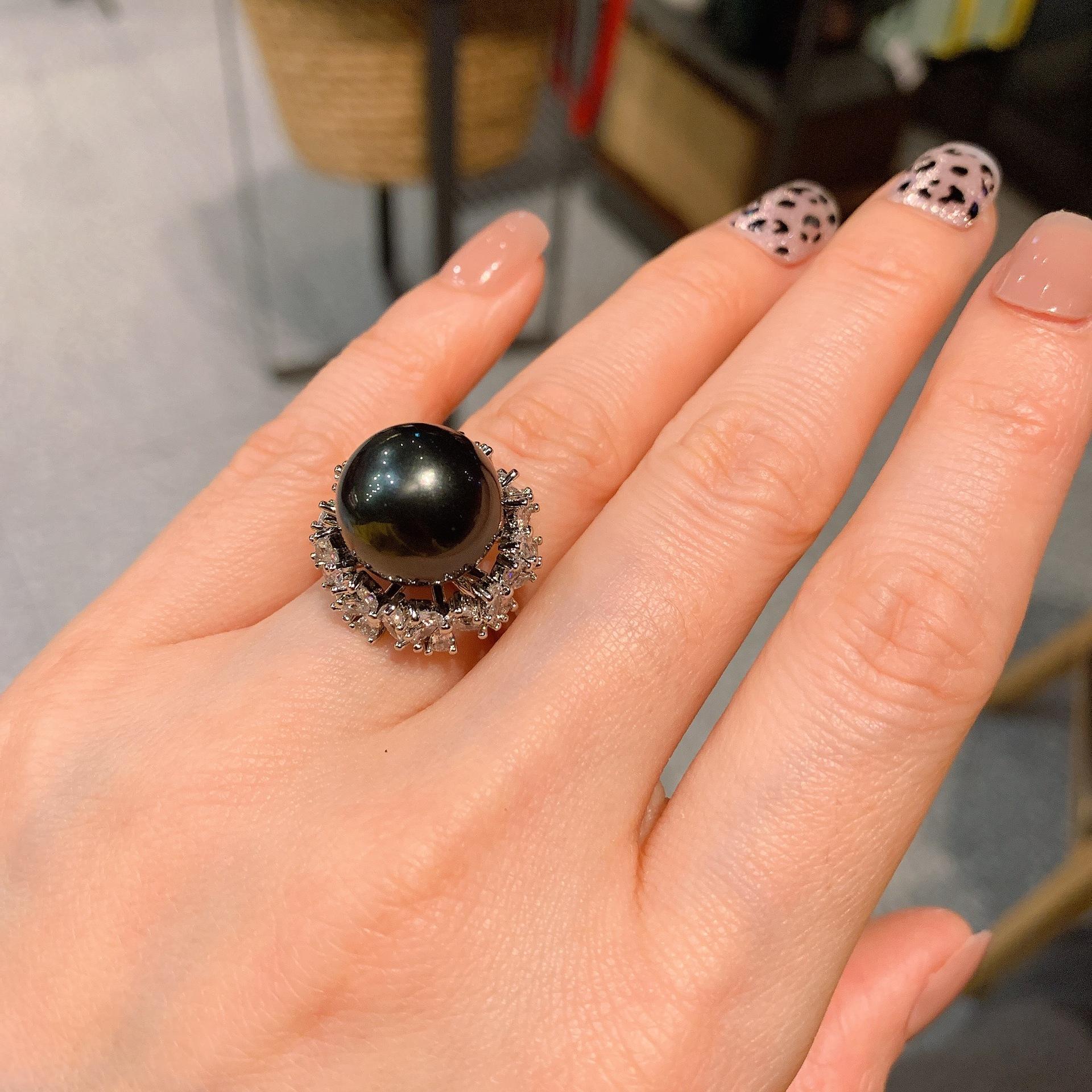 

Цирконовий білий діамант, кільце з рябчиком для жінок, кільце з ювелірними виробами з перлами для банкетів, регульоване кільце