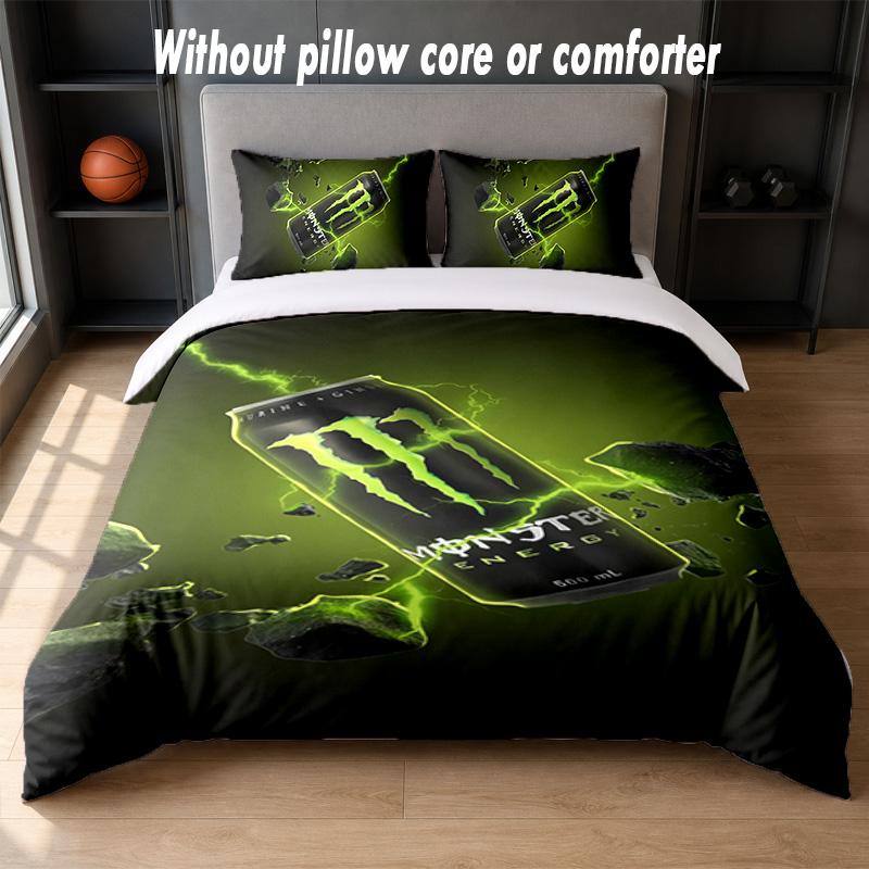Set Biancheria da Letto Design Monster Energy 1 Copripiumino + 2 Federe Morbido Traspirante Biancheria da Letto per la Casa