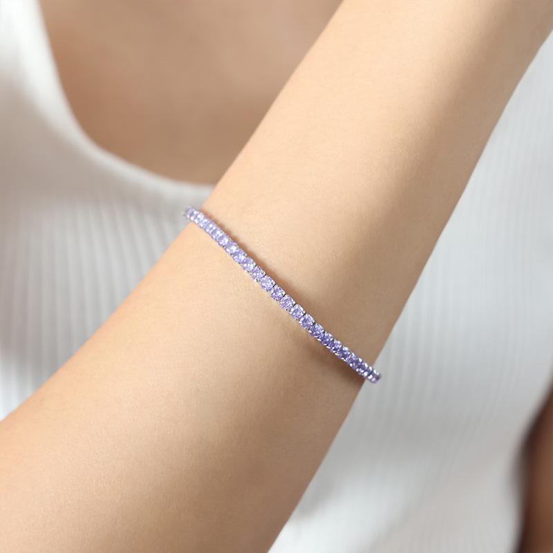 Colorful Elastic Zircon Bracelet: 18K Gold-Plated Titanium Steel, Versatile & Elegant for Women