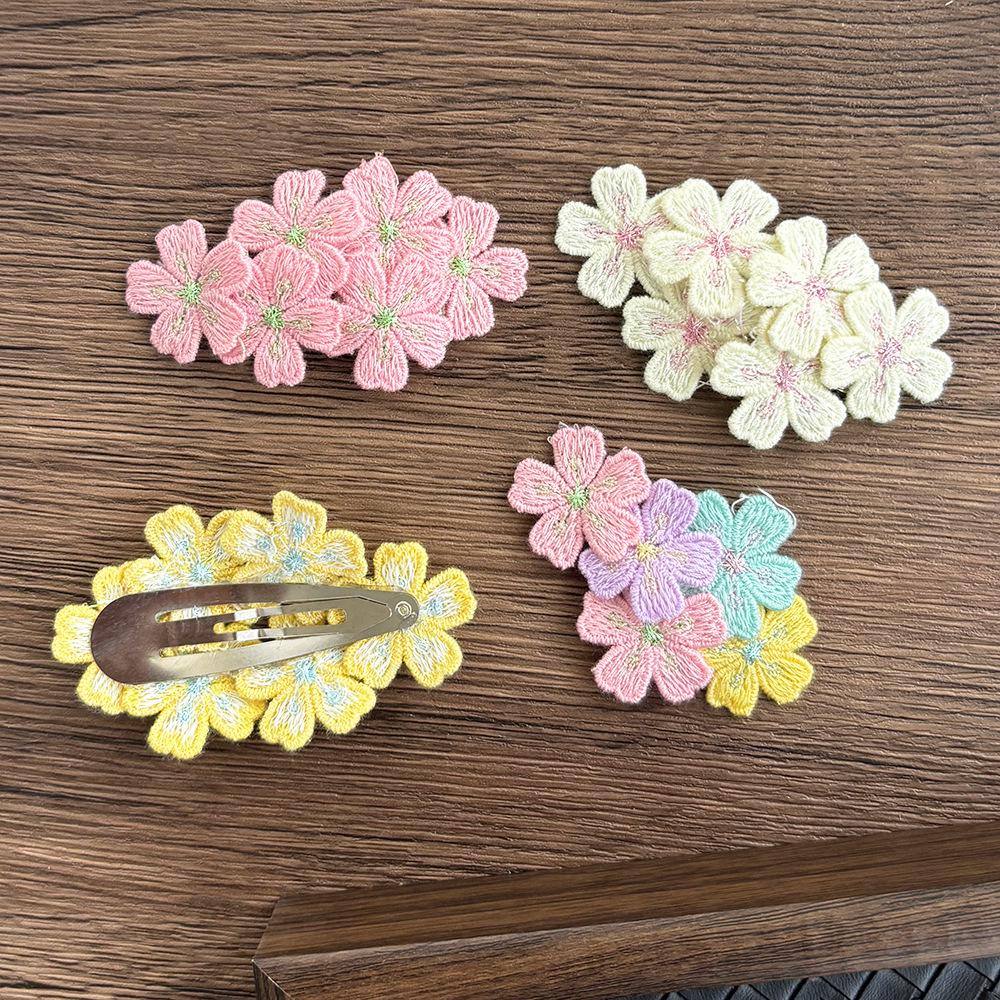 Pink Cherry Blossom Embroidered Hair Clip for Girls