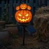 Weather Resistant Lighting Solar Halloween Pumpkin Garden Stake Light Waterproof Resin LED Spooky Porch Decor Lantern Yard for Outdoor Patio