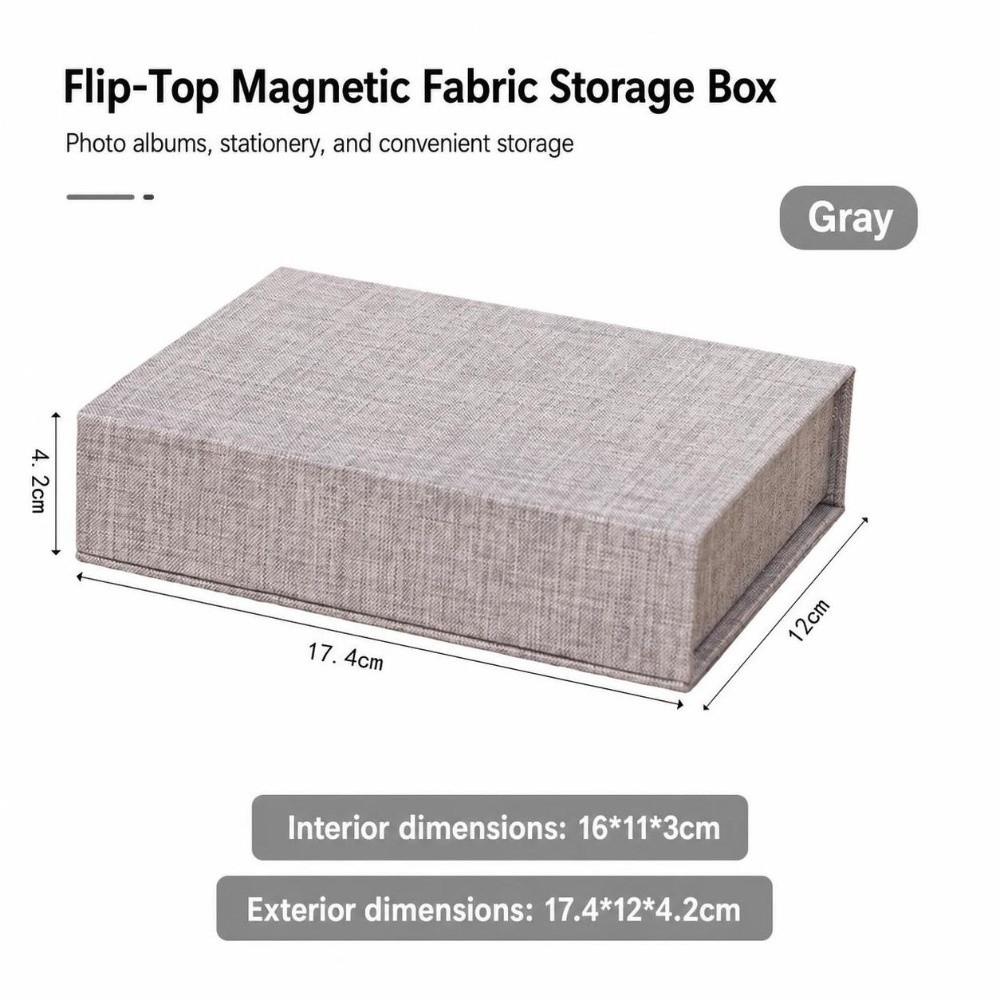 Magnetic Close Card Organizer Linen Fabric Fabric Box Document Holder For Jewelry Storage