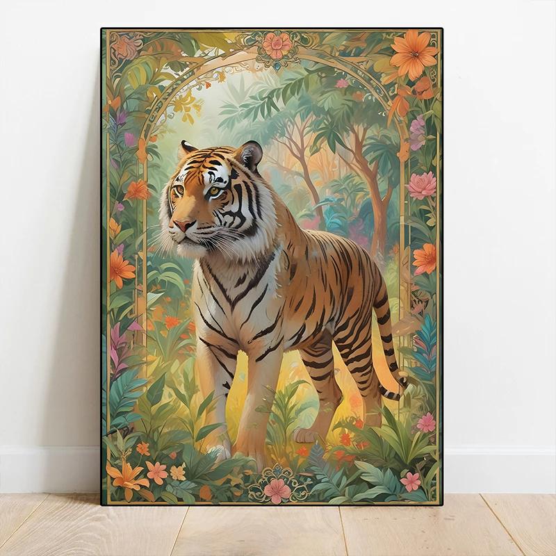 Indian Animals Elephant Tiger Peacock Nature Posters and Prints Canvas Printing Wall Art Picture for Living Room Home Decor Gift