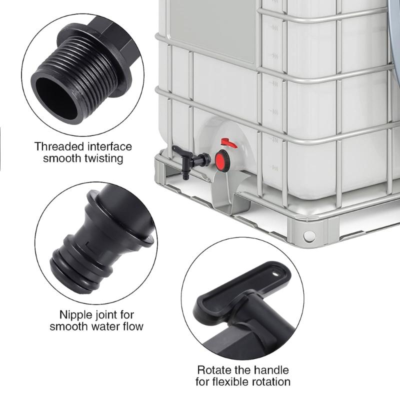 2 Stück Ablasshahn Regentonne 3/4 Zoll Hahn mit Dichtung Überwurfmutter Dichtband für Regenwasserfässer Wassertank Regentonnen Hahn
