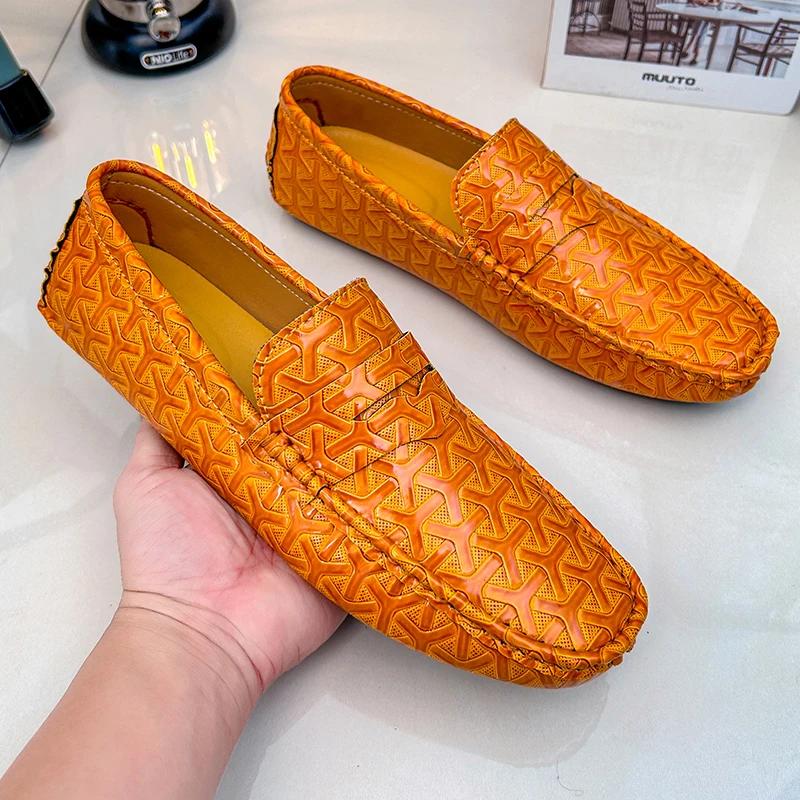 New Handmade Loafers for Men Casual Leather Shoes Mens Loafers Moccasins Breathable Slip on Big Size 48 Driving Shoes for Men