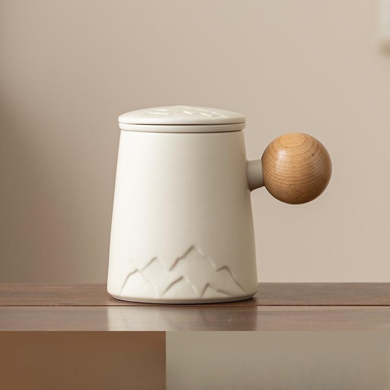 Ceramic Mug Tea and Water Separation Office Cup Large Capacity Tea Cup with Lid and Filter