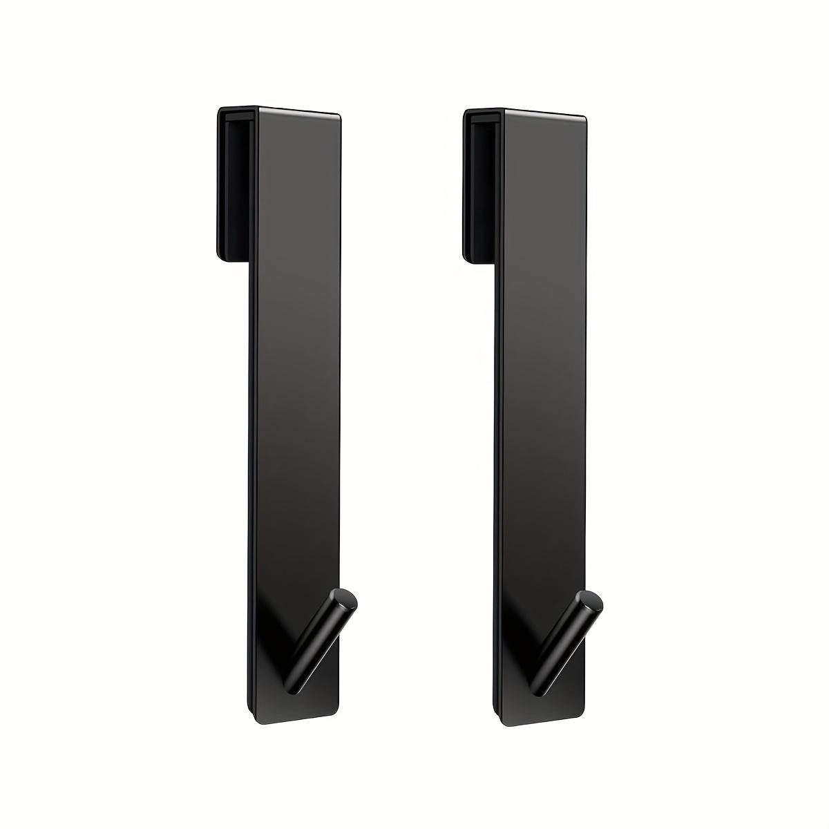 2pcs Heavy-Duty Stainless Steel Glass Door Hooks with Silent Pads - Wall-Mounted Towel Rack for Bathroom for Towels Robes, Coats black 2pcs