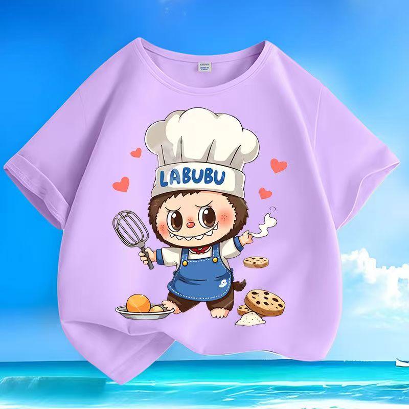 

Kids Cartoon T-shirt Chef Labubued Children Anime 3d Print Tee Boy Girl Fashion Casual Clothes Summer Cute Short Sleeve Clothing Gift 160