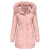 Women’s Parkas Long Coat Warm Padded Cotton Jackets Detachable Faux Fur Hooded Zipper Overcoat Winter Outdoor Casual Wear