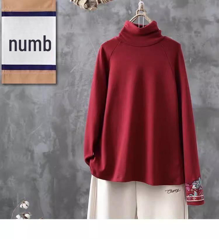 2024 Double-Sided German Velvet Bottoming Shirt: Retro Half-High Collar, Literary Ethnic Style for Spring and Autumn