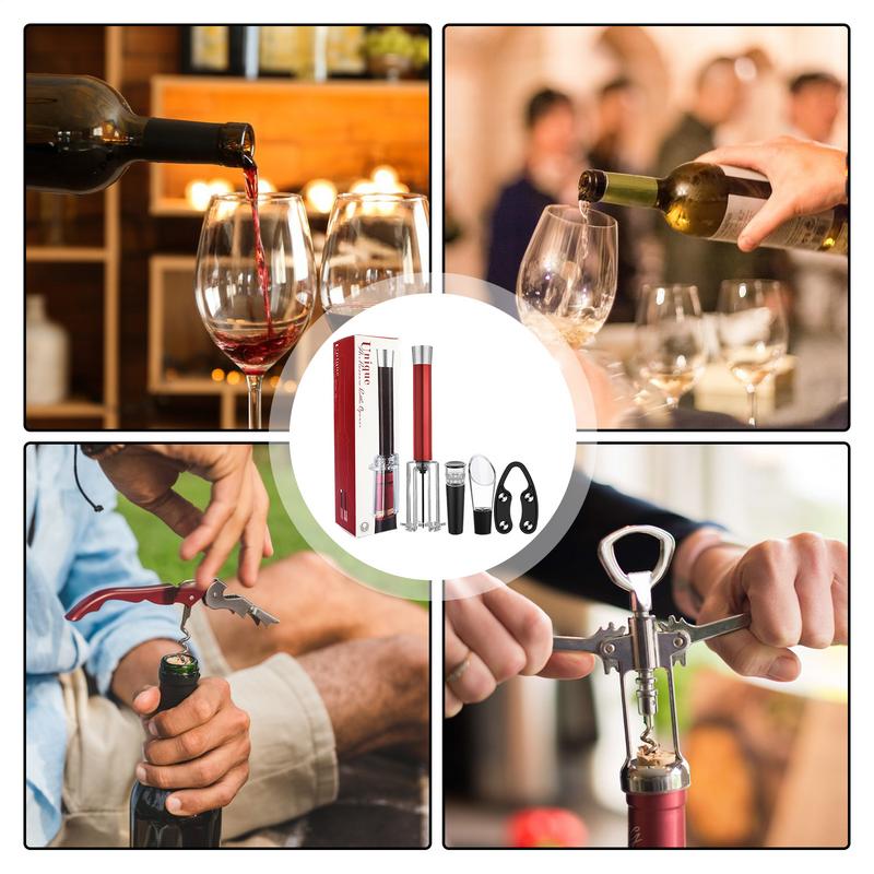 Red Wine Bottle Opener Set Foil Cutter Gift Set Wine Bottles Opener Multifunctional Wine Opener Kit for Home Bar Outdoor Picnic