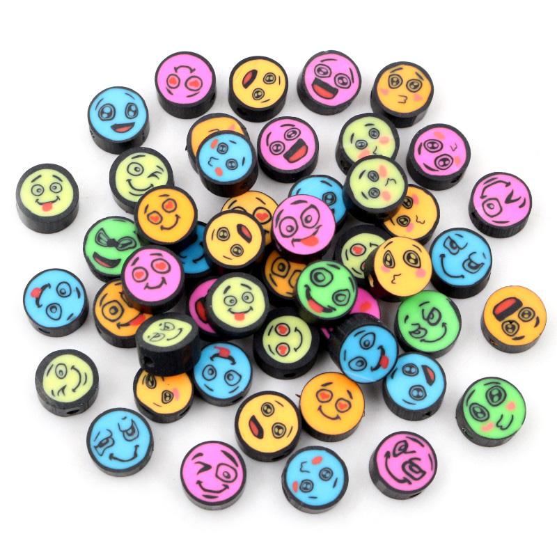 50pcs 10mm Clay Spacer Beads Polymer Loose Beads Random Colors Fruit Flower Animal Shape For Jewelry Making DIY Accessories