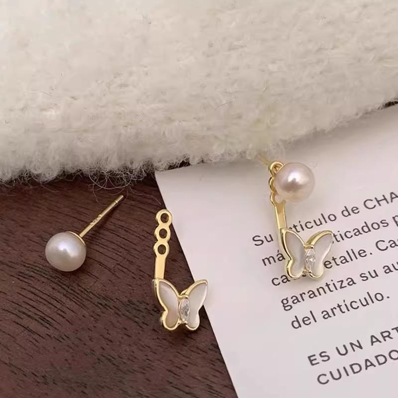 

Butterfly Shell Faux Pearl Stud Earrings: Elegant High-End Design for Women, 2025 New Style