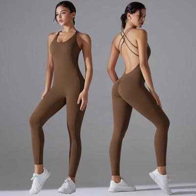 Rückenfreier Camisole Yoga-Jumpsuit: Schnelltrocknender, Pfirsich-Lift, Eng anliegender Laufanzug