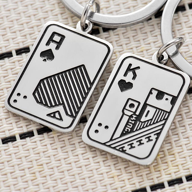 Creative Poker Stainless Steel Keychain Cool Stylish Design Fashion Bag Pendant Practical Personality Gift