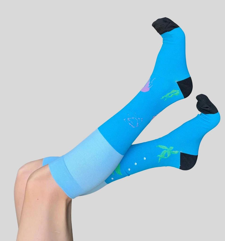 Running New Compression Stockings For Varicose Veins Woman Men Nylon Elastic Cartoon Love Striped Moon Letter Sports Marathon Ca