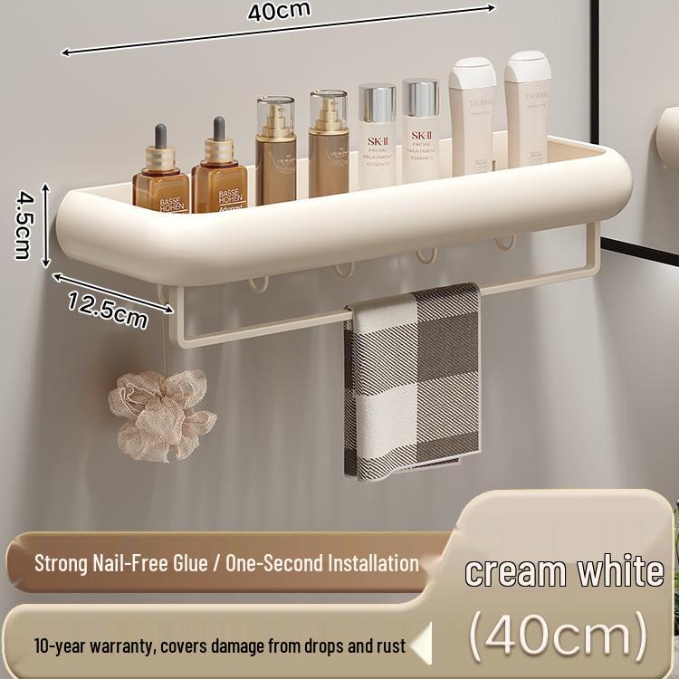 Punch-Free Gunmetal Bathroom Shelf: Wall-Mounted Storage for Vanity & Toilet
