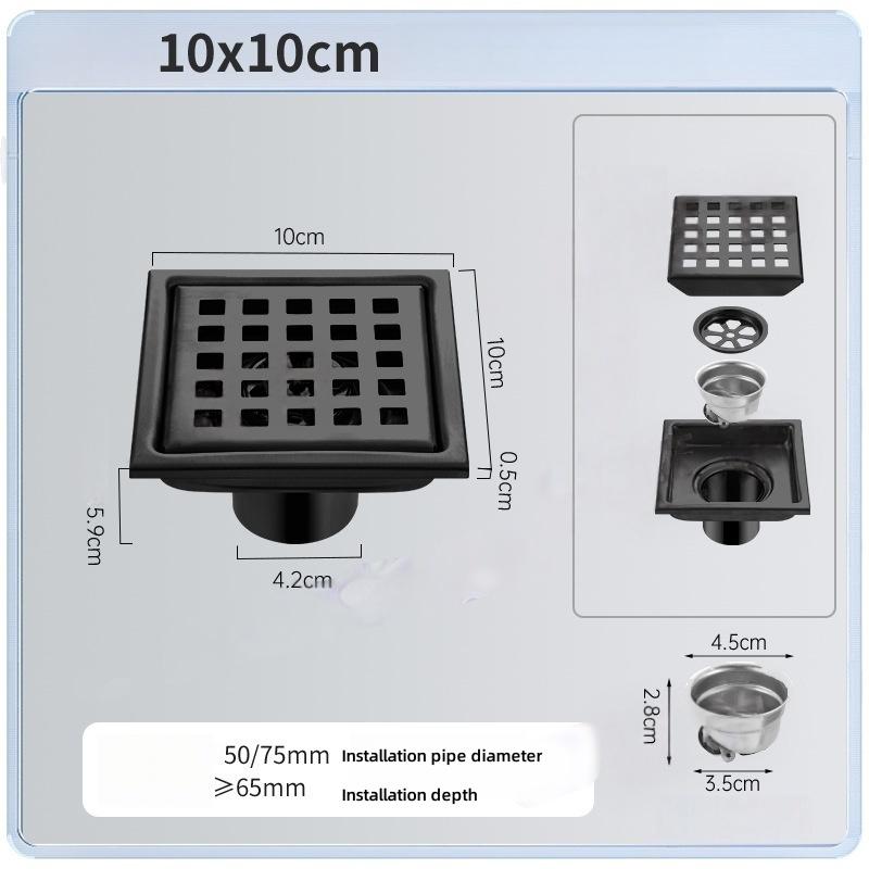 Stainless steel Floor Drains Tile Invisible Embedded Grid Shower Deodorant Floor Drain Kitchen Bathroom Hardware Fittings