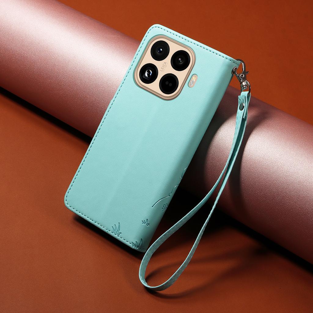 For Xiaomi 15T Pro Case RFID Blocking Imprinted Dog Pattern PU Leather Phone Cover with Wrist Strap