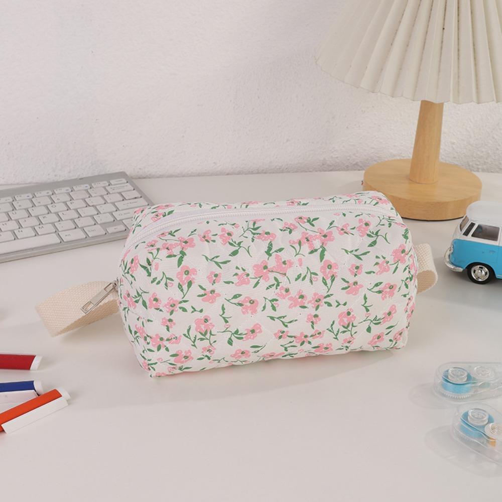 Multifunctional Gardenia Pen Bag Handheld Portable Pencil Case Makeup Bag Home&Travel
