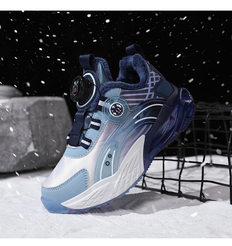 Bobodou Boys' 2025 Autumn/Winter Warm Leather Cotton Sports Shoes