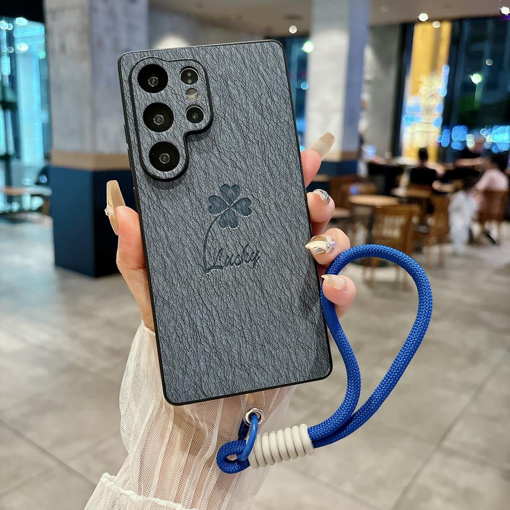 Samsung S25FE Phone Case S24ultra All Inclusive Ultra Thin New Four Leaf Clover A56 Leather Pattern Protective Case