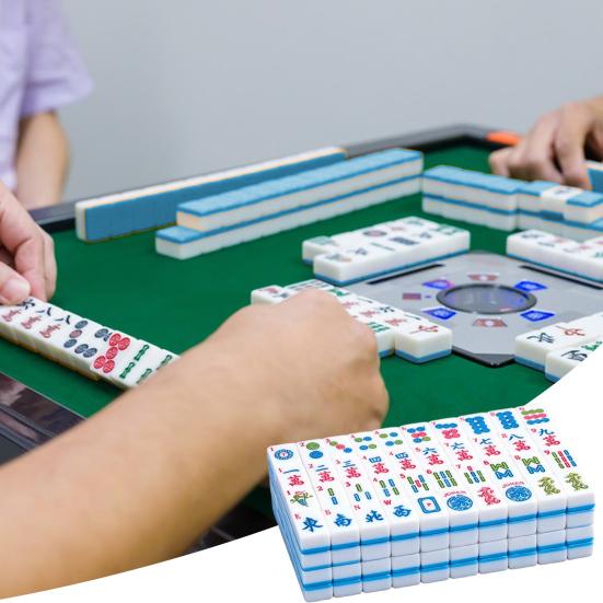 166 Piezas Mini Americano 30MM con 2 Dados de Fichas de Mahjong Mahjong Grabado de 4 Capas