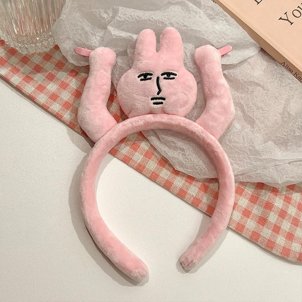 1pc Fun Raise Your Hands to Pull Your Hair, Pink Bunny Headbands, Funny Fun Headbands, Grab Bangs, Hair Ties, Cartoon Headwear
