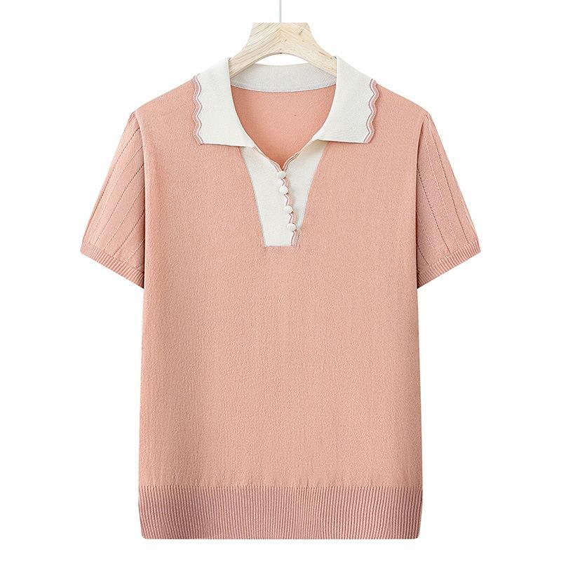 

Womens Pink Knit Polo Short Sleeve Top XL красный