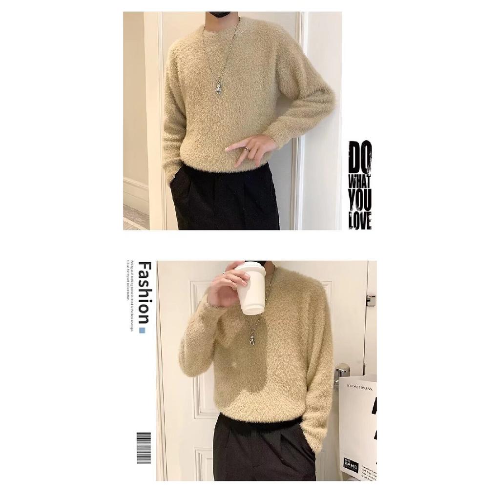 Spring 2024 Men's Sweater Patchwork Assorted Colors Skin-Friendly Fabric Fashion Versatile Top Casual Long-Sleeved Bottoming Shirt