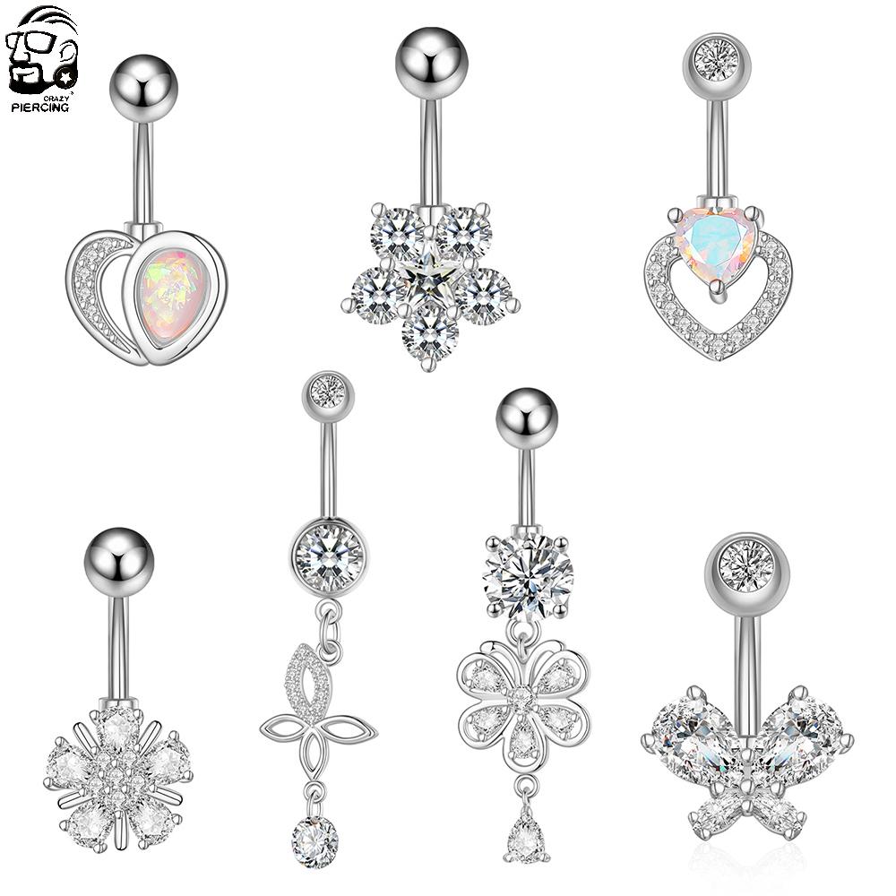 14G Belly Button Rings Stainless Steel Barbells for Women Girls Navel Rings GZ Body Jewelry Navel Piercings