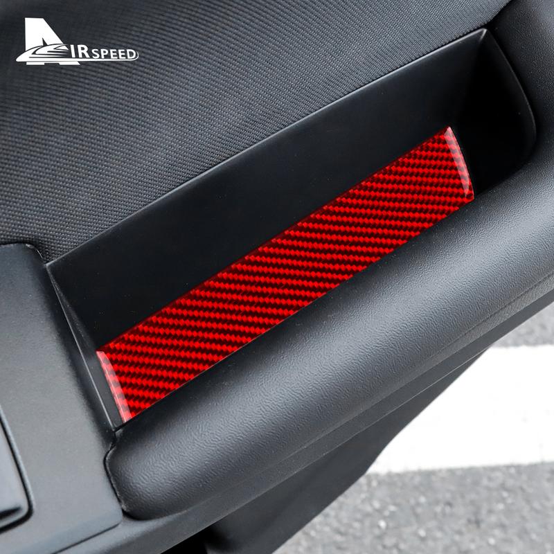 Real Soft Carbon Fiber Door Armrest Inner Groove Trim Sticker For Subaru WRX/WRX STI Decoration Interior Accessories