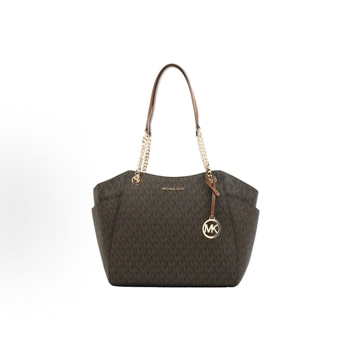 

Michael Kors Metallic Logo Print Zipper Tote Shoulder Bag Large Women Bags Brown 35S4GTVT3B-847 Basic Set (Bag+Dust Bag)
