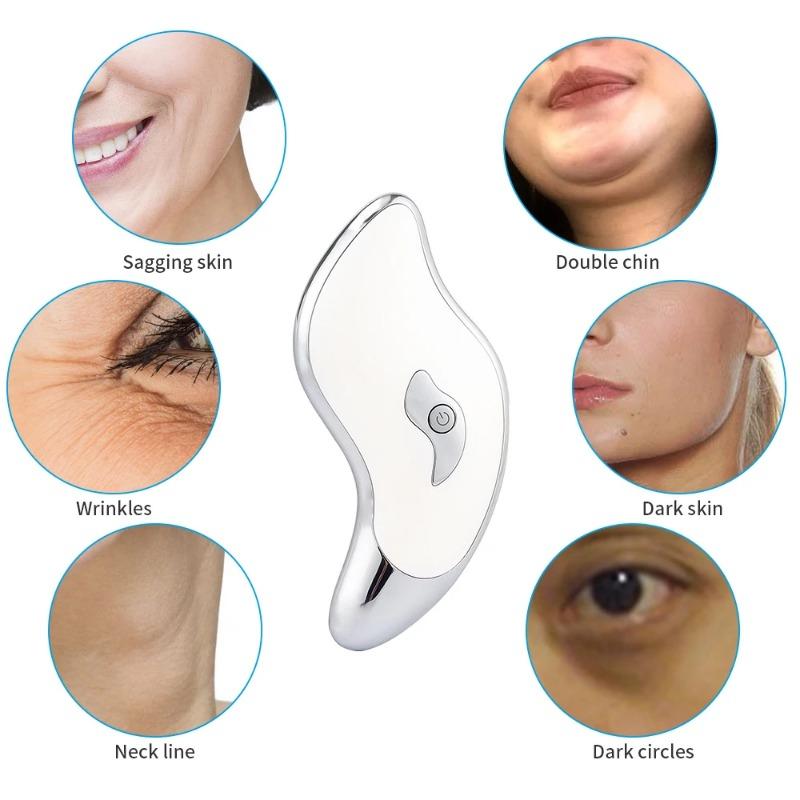 Electric Guasha Vibration Massager Facial Lifting Scraper Board Face Neck Scraping Tool Double Chin Removal Face V-Line Slimming